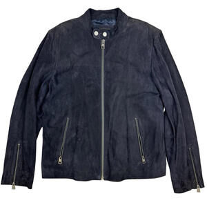 Danier Suede Leather Moto Jacket Blue Size M